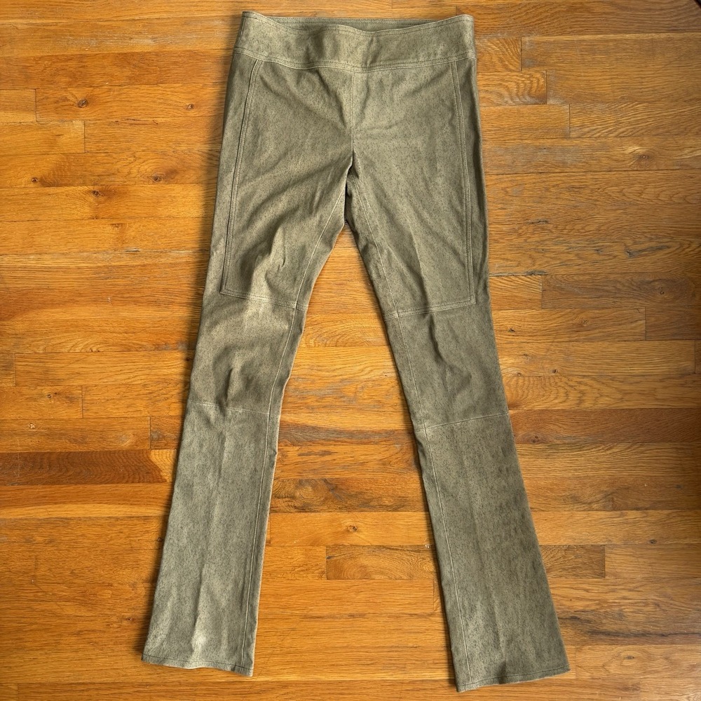 Diane Von Furstenberg Womens Gretel Leather Straight Leg Pants Sz 6 Spotted Tan